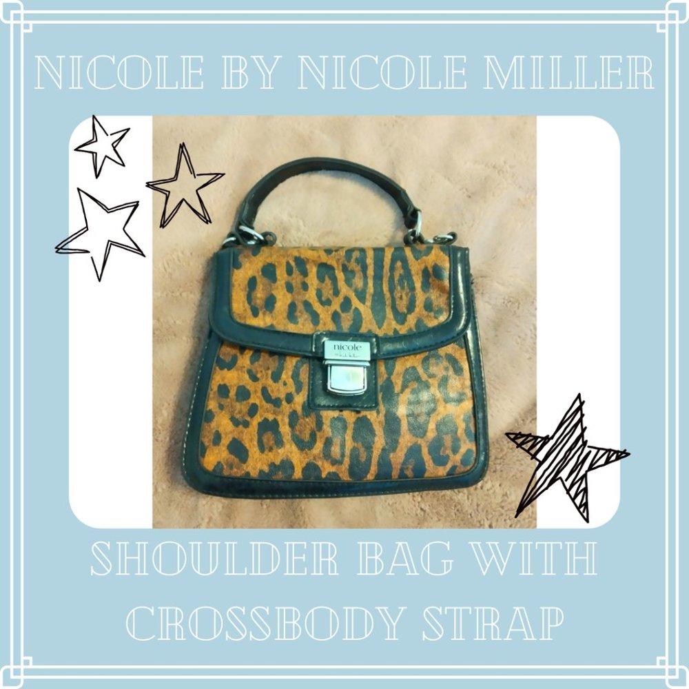 Nicole by Nicole Miller Jaguar Print Shoulder Bag Purse Faux Leather with Strap